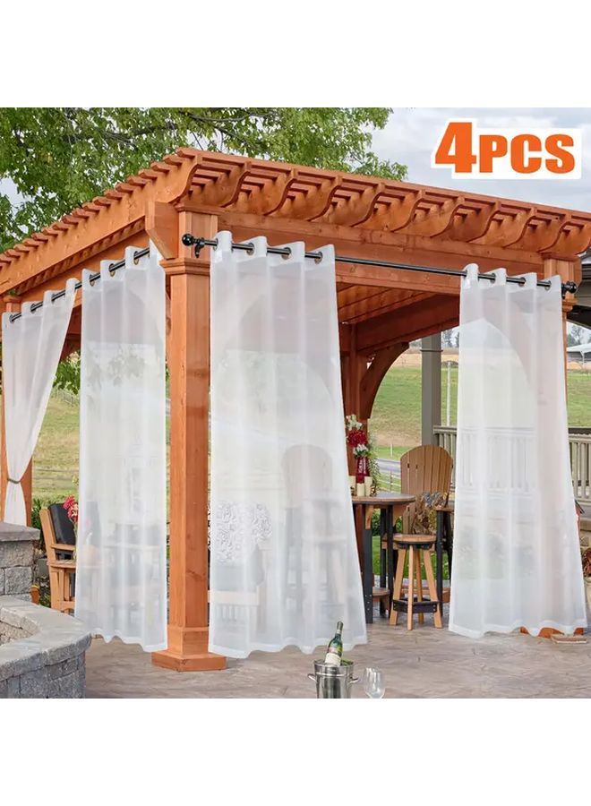 الستائر الخارجية البيج 37 × 95 بوصة 4 ألواح ستائر ترشيح الضوء للفناء والحديقة - Image 1